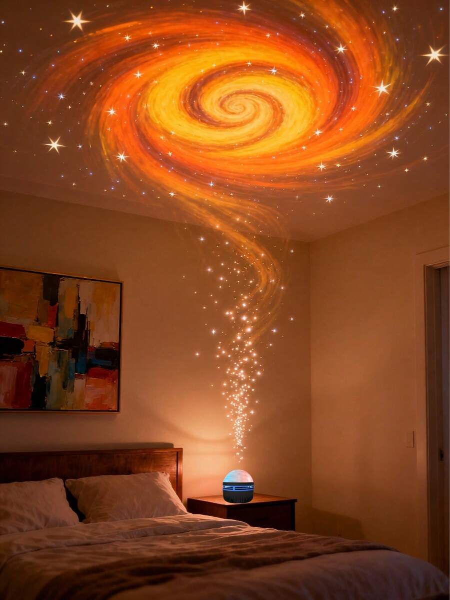 1个星空投影灯，迷人的星空照明，LED夜灯，2026年新款畅销多功能家居用品，实用高品质创意设计，适用于家居装饰、卧室、客厅、派对、露营等多种场景，提升氛围，是馈赠亲友或自用的理想之选，跨境热销产品，品质保证，营造温馨时尚的家居环境，满足日常及特殊场合的多样化需求，同款爆款热门产品