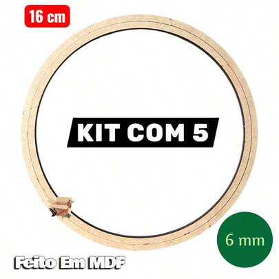 kit 5 Bastidor Em Madeira Mdf Cru 6 mm Moldura Bordado Crochê - RafaBox