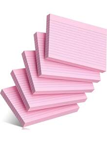 50张3英寸×5英寸粉色横格索引卡片，大学学习闪卡，适用于学校、大学、办公室和家庭收纳整理，耐用学习待办事项清单备忘录卡片，带网格线 - 彩色 - 查看 12