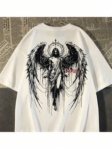 Unisex Streetwear Style Printed T-Shirt CKMUY Angel Street Style Stylish Shirt For Men And Women - 100% Cotton Promotion Free Fast Shipping - 白色 - 查看 1
