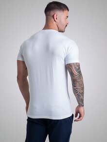 Kit Of 2 Men's Egyptian Cotton T-Shirts With Elastane Men's Basic Round Neck T-Shirt - 黑與白 - 查看 5