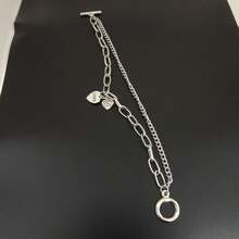 Nueva llegada Pulsera de doble capa de estilo hip hop para hombres, diseño versátil - Plateado - Ver 3