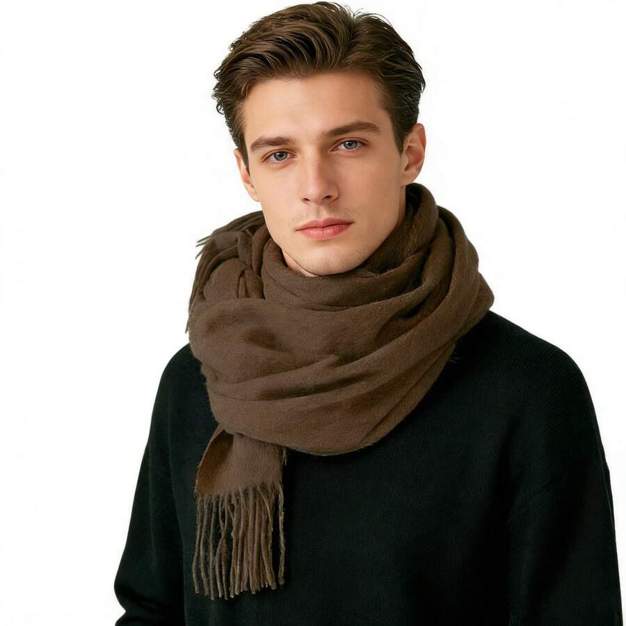 Men's Pashmina Scarf/Shawl/Long Winter Scarf - Café - View 1