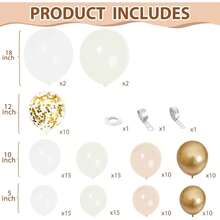 117pcs Gold Balloon Arch Kit, Includes Nude, Beige, White And Gold Balloons, Suitable For Birthday Party, Baby Shower, Engagement Party, Bridal Shower, Wedding Decoration And Anniversary Celebration - View 3