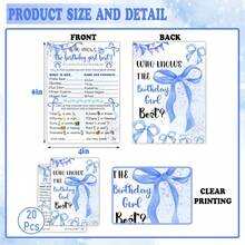 Who Knows The Birthday Best - 20pcs Blue Party Game Card Set - Birthday Night Game Creative - Blue Bow Theme Sleepover Party Supplies - Blue Bow - View 8