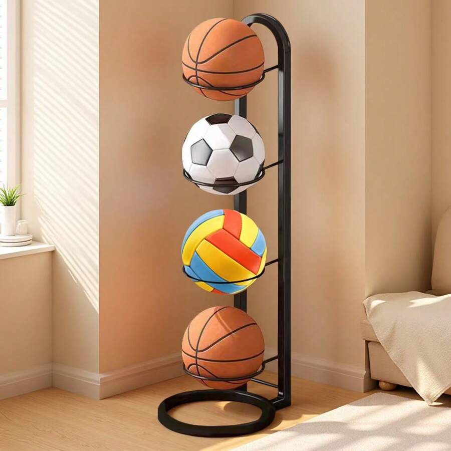 4-Tier Black Stationery Storage Box, Basketball Organizer Rack Office Desk Accessories Desk Accessories Office Supplies Office Decor Office Desk Accessories Desk Accessories Office Accessories - 4 Layers - Black - View 1