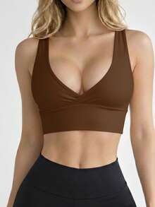 Women's Cropped Top In Spandex With Padded Cups, Sweetheart Neckline, Fashionable, Versatile, Blogger-Friendly, Comfortable. - Óxido marrón - Ver 1