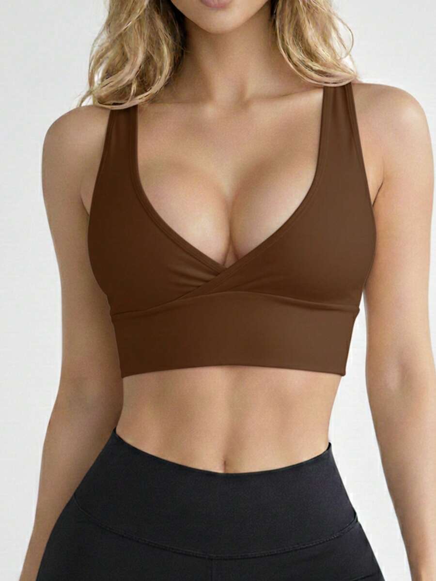 Women's Cropped Top In Spandex With Padded Cups, Sweetheart Neckline, Fashionable, Versatile, Blogger-Friendly, Comfortable. - Óxido marrón - Ver 1