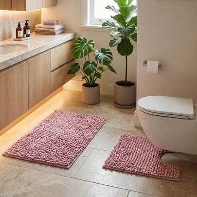 Kit Tapetes Banheiro Antiderrapante Minhoca - 2 Peças