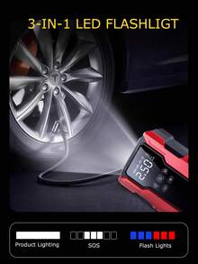 Air Compressor Powered Jump Starter, Power Bank - Fast Phone Charging, Car Battery Charger With Emergency LED Light, Rapid Inflation, Tire Pressure Monitoring, Portable 12V Car Battery Booster - Multicolor - View 8