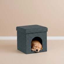 Taburete Puff Plegable 2 en 1: Casa para Gatos y Perros Pequeños con Asiento Acolchado - 38X38X38 - Ver 6