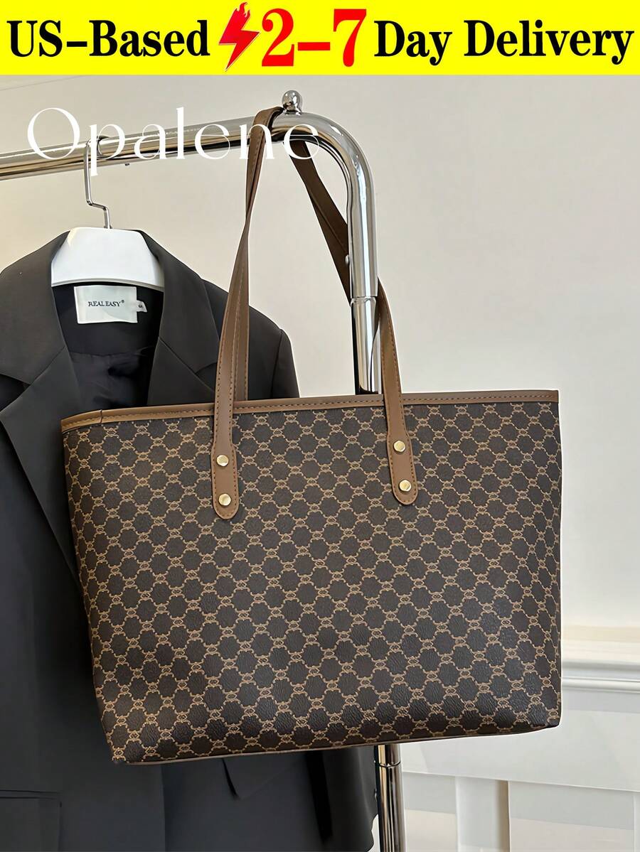 New Fashionable Luxury High-End Versatile Ladies Shoulder Tote Bag For Women, Large Capacity Handbags, Fashionable Retro PU Shoulder Bags, Casual Minimalist Satchel Purse, Suitable For Commuting, Work, Gatherings, Parties, Travel Essentials, School Supplies, Travel Accessories - Nhiều màu - Xem 1