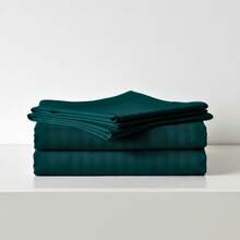 Double-Sized Striped Sheet Set, Solid Color, For Twin-Size Bed, 2600 Thread Count Microfiber, Comfortable And Soft - Exit - View 4