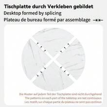 Ensemble de salle à manger, ensemble table et chaises (5 pièces), style moderne et épuré, composé d'une table ronde en marbre, de pieds de table en métal doré et de 4 chaises ergonomiques en velours gris. - Gris foncé - Voir 8