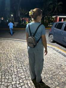 Mochila/bolso con brillo elegante para mujer, bolso de hombro mini único, nueva mochila con rhinestones de moda, regalo interesante para el Día de San Valentín/cumpleaños para damas - Plateado - Ver 10
