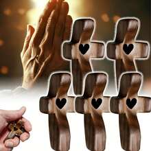 1个口袋十字架手指减压吊坠，“我的心” | 鼓励礼物，木质十字架吊坠，口袋十字架礼物，手指减压礼物，舒缓压力礼物 - 多色 - 查看 1