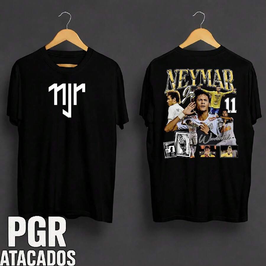 Jr PSG Santos Brazilian National Team T-Shirt, Soccer Player, Athlete, Sport, Unisex, Men's/Women's, 100% Cotton, Premium Top Streetwear, New Release, Immediate Shipping, Various Colors!! Plus Size - NJR桑托斯2 - 查看 1