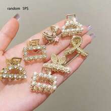 5pcs/7pcs/10pcs Set New Elegant Alloy Pearl Rhinestone Shiny Hair Claw, Versatile For All Seasons - Multicolor - View 9