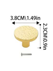 5pcs Handmade Hammered Copper Alloy Pull Handles, Solid Copper Gold Round Knobs, Suitable For Wardrobe, Cabinet, Drawer, Dresser, Furniture, Free Screws Included - gold - View 9