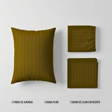 Double-Sized Striped Sheet Set, Solid Color, For Twin-Size Bed, 2600 Thread Count Microfiber, Comfortable And Soft - Gold - View 6