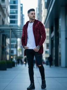 Slim Fitness Fashion Cardigan - Burgundy - View 7