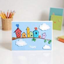 Khuôn thép carbon hình ngôi nhà hoạt hình trên cành cây, thích hợp cho việc cắt giấy, dập nổi, khắc và tạo hình. - A - Xem 1