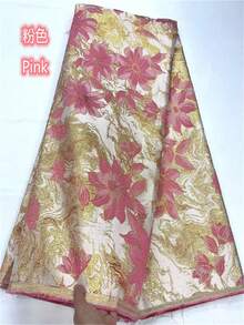 Vải ren lưới Jacquard Damask Nigeria/Châu Phi, khổ 5 thước/1 thước, ren mạ vàng kiểu Pháp mới năm 2026, thích hợp để may váy dự tiệc. - A - Xem 7