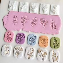 花叶造型软陶模具，软陶压印工具套装，DIY珠宝吊坠手工软陶艺术工艺工具，适用于手工设计、创意工艺品制作 - 白色 - 查看 3