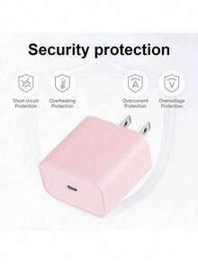 Cargador de pared rosa de 110-127V, cargador rápido USB C PD20W y cable compatible con iPhone 17/16/16pro/16pro Max/16plus/15/15pro/15plus/15promax. Cargador de pared Tipo C que incluye cable de carga de C a C para todos los teléfonos Tipo C, compatible con la carga súper rápida . Regalo del Día de San Valentín - Tipo de Enchufe A USA (110-127V) - Ver 7