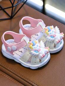 2026 Summer New Kids Toddler Infant Closed Toe Sandals, 0-4 Years Old, Cute Cartoon Fashion, Anti-Collision Anti-Kick Hook And Loop Closure - Apricot - View 2