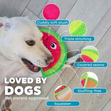 Outward Hound Tough Skinz Durable Squeaky Dog Toy With Two Tough Layers, Watermelon, Red, Medium - ColorH - 查看 3
