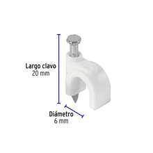 GRAPAS DE PLÁSTICO PARA CABLE REDONDO CON CLAVO 6 mm MODELO 6416 ADIR | FIJACIÓN SEGURA DE CABLES 20PZA - A - Ver 2