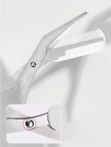 5pcs/3pcs/1pc Stainless Steel Eyebrow Trimmer Scissors Set With Comb, Beginner Grooming Tool Suitable For All Skin Types, Unisex - White - View 8