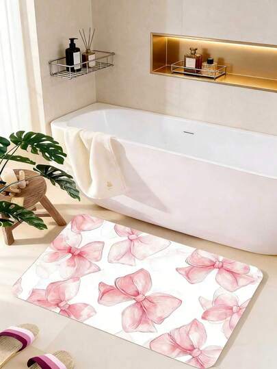 1pc Romantic Pink Butterfly Soft Silicone Bathroom Mat, Super Absorbent, Non-Slip Quick Dry, Machine Washable, Lightweight & Soft, Suitable For Living Room, Bedroom, Study, Entryway, Dining Room, Laundry Room, Shower, Bathtub, Floor Decor, Personalized Home, Fashionable Home, Bathroom Mat, Living Room Mat, Bedroom Mat, Kitchen Mat, Bathroom Decor Mat, Bathroom Rug, Door Mat, Entryway Mat, Bathroom Decorative Mat, Spring/Summer Home Decor Mat, Bathroom Decor Essential