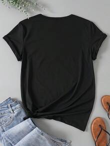 Funny "Do What Makes You Happy Holy" Slogan T-Shirt - Unisex Retro Graphic Tee With Red Accent Print, 220gsm Heavyweight Pure, With Lettering, Round Neck Short Sleeve Casual Shirt For Men & Women - 灰色 - 查看 4