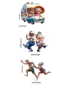 1pc Funny Dancing Elderly Couple PVC Sticker, Waterproof Vinyl Decal For Car/Motorcycle/Truck/Laptop, Scratch-Resistant Cover And Decoration, Bumper/Toilet/Wall Adhesive - one-size - View 3