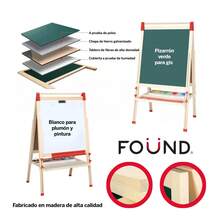 Pizarron Infantil Doble Cara Blanco/Verde Caballete Ajustabl Found Pizarrón Infantil de Madera Doble Cara 45x45 cm,Caballete Ajustable 72-115 cm, Magnético, con Accesorios, Pizarrón Educativo - Multicolor - Ver 6