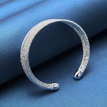 Elegant 925 Silver Plated Multiline Baby's Breath Star Bangles Fashion Adjustable Opening Design Bracelets Bangle For Women Girl Everyday Wear Holidays Gifts - Silver - View 4