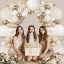 117pcs Gold Balloon Arch Kit, Includes Nude, Beige, White And Gold Balloons, Suitable For Birthday Party, Baby Shower, Engagement Party, Bridal Shower, Wedding Decoration And Anniversary Celebration - View 6