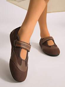 Women's New Buckle Slip-On Solid Color Classic Casual Outdoor Office Outfit Matching Coat Professional Comfortable Flat Sports Shoes,Ballet Flats - Brown - View 5