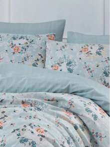 Turkish Cotton Duvet Cover Set With Pillow Cases – Soft & Breathable Cotton Contain Bedding Set - Blue - View 3