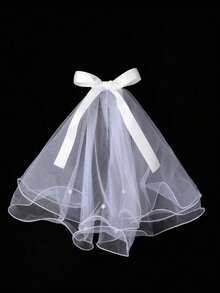 猫狗宠物婚礼礼服及头饰套装 - 白色 - 查看 6