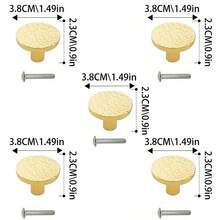 5pcs Handmade Hammered Copper Alloy Pull Handles, Solid Copper Gold Round Knobs, Suitable For Wardrobe, Cabinet, Drawer, Dresser, Furniture, Free Screws Included - gold - View 10