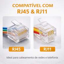 Kit Ferramentas  Alicate de Crimpagem para Conectores De Rede | com Testador de Cabo e Ferramentas Completo RJ45 RJ11 - Kit completo - Visão 5
