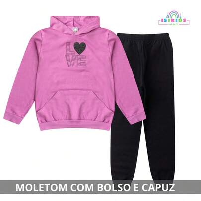 Conjunto Moletom Juvenil Inverno Menina 10,12,14 Anos 1 Calça + 1 Casaco