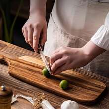 Tabla de cortar de queso rectangular con asa grande, tabla de cortar rectangular, tabla de cortar de madera maciza, tabla de cortar con compartimentos, tabla de cortar de palisandro - Ver 2