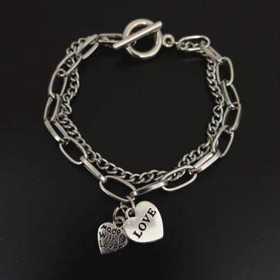 Nueva llegada Pulsera de doble capa de estilo hip hop para hombres, diseño versátil