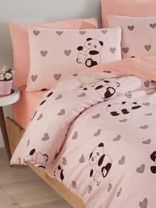 Turkish Cotton Duvet Cover Set With Pillow Cases – Soft & Breathable Cotton Contain Bedding Set - Pink - View 3