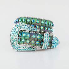 Rhinestone Belt, Western Cowboy Street Fashion Shiny Crystal Diamond Studded Luxury Leather Belt For Men And Women, Sparkling Zinc Alloy Rhinestone Belt, All Season Casual, Business, Boyfriend Husband Father Dad Men Gift, Daily Wear, Fashion, Teen, Outdoor, Vacation, Athletic, Travel, Street, Boho, Vintage Fall, Autumn, Halloween Autumn-Winter Accessories,Suitable For Teens, Youth,Men,Casual, Outdoor, Athletic, Vacation, Graduation Gifts, Birthday, Daily Wear - White - View 1