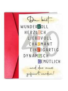 1pc 40th Birthday Card Woman Man, Beautiful 40th Birthday Card With Special Designs, 40th Greeting Cards For Friends, Lovers And Parents - View 1